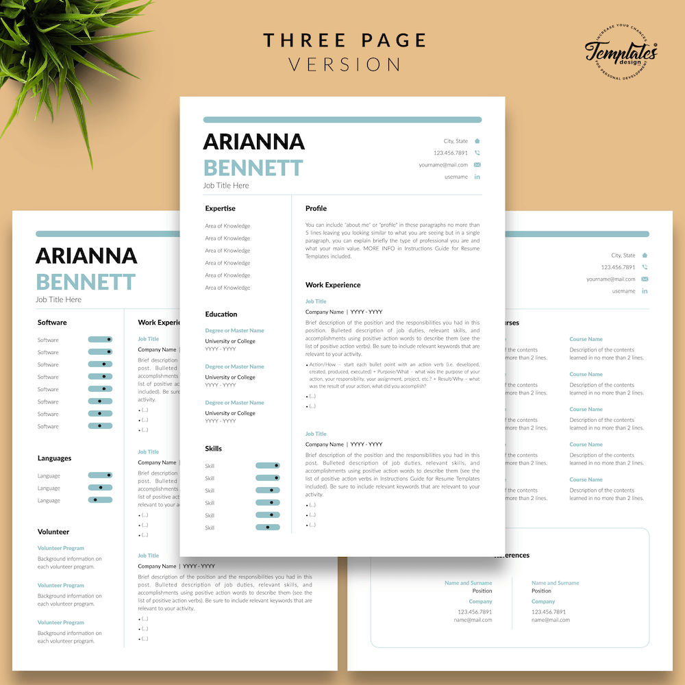 Simple Template for Resume - Arianna Bennett 04 - Three Page Version - New version