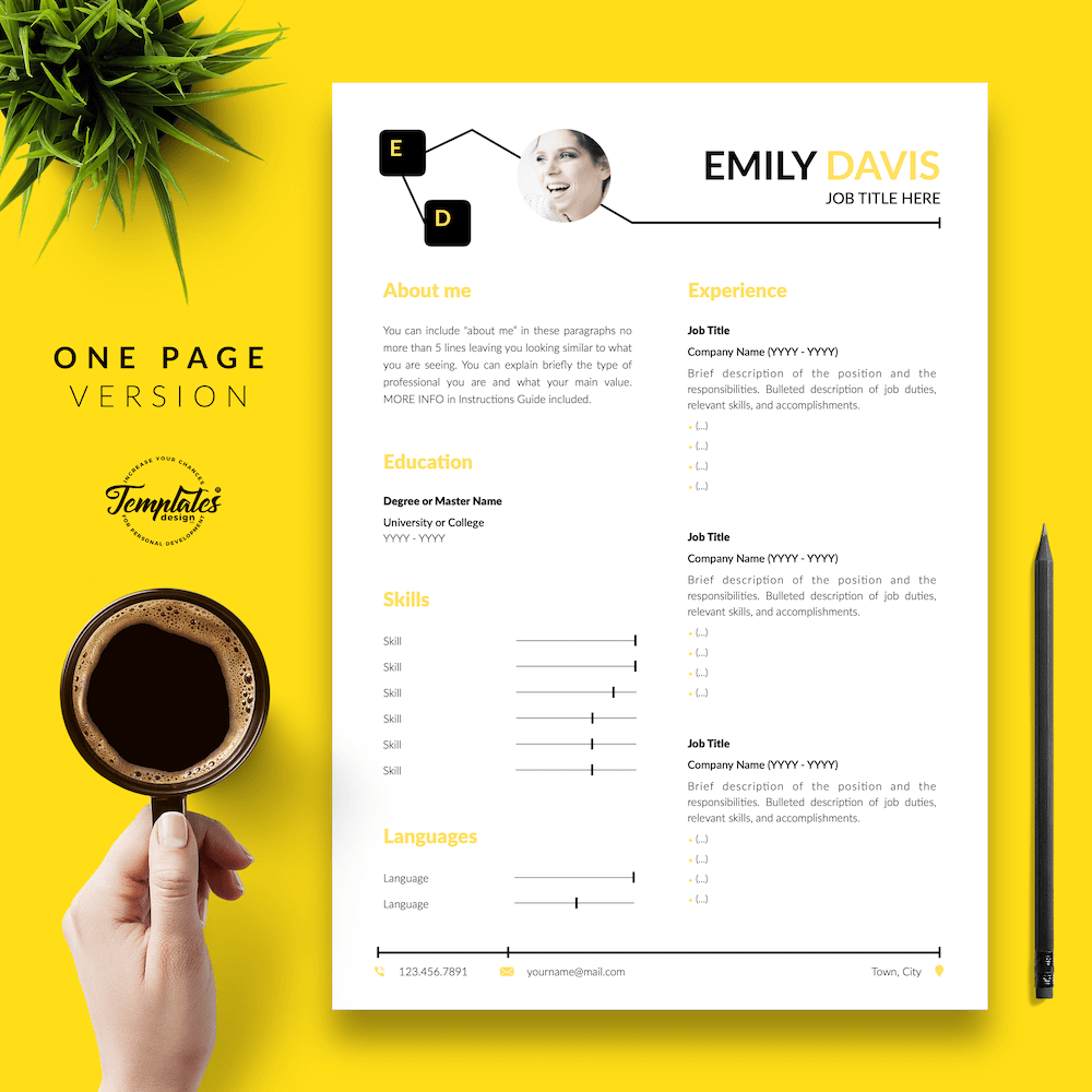 Resume Example for Writers - Emily Davis 02 - One Page Version - New version
