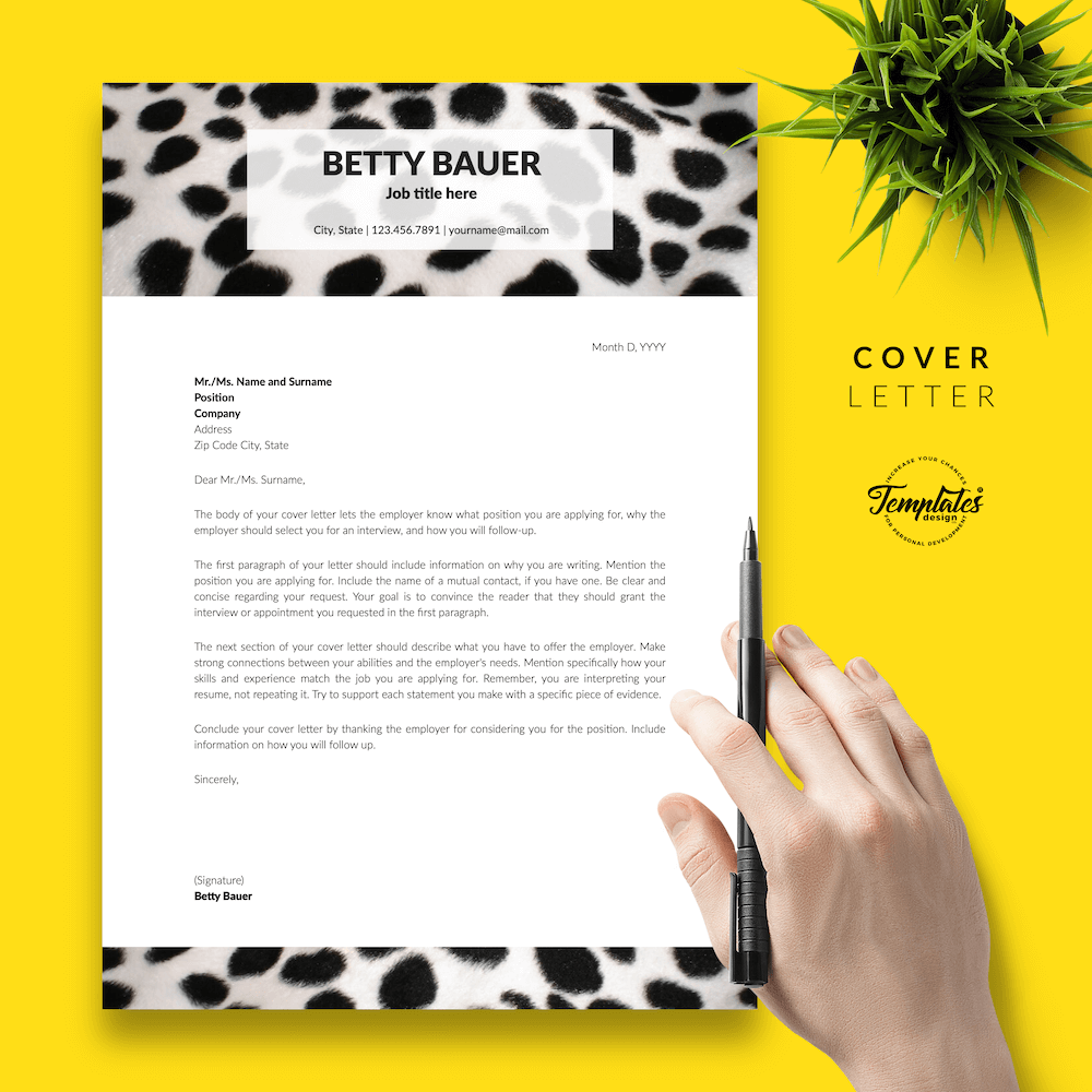 Animal Care Resume Template - Betty Bauer 05 - Cover Letter - New version