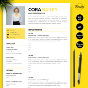 Lawyer Resume Template - Cora Bailey 01 - Presentation - New version