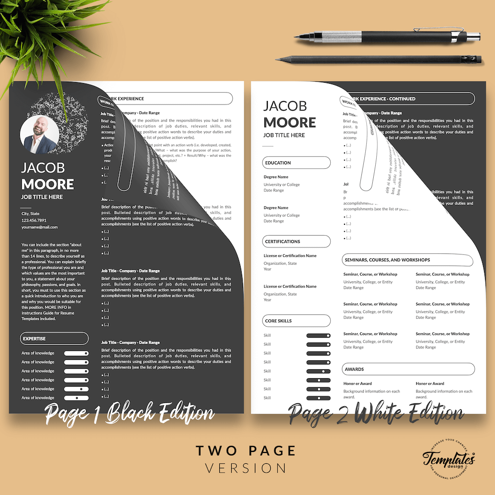Creative Resume for Finance - Jacob Moore (2in1 Special Edition) 03 - Two Page Version - New version