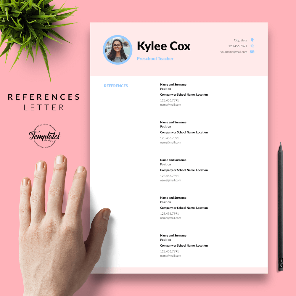 Beautiful Resume for Teacher - Kylie Cox 06 - References - New version