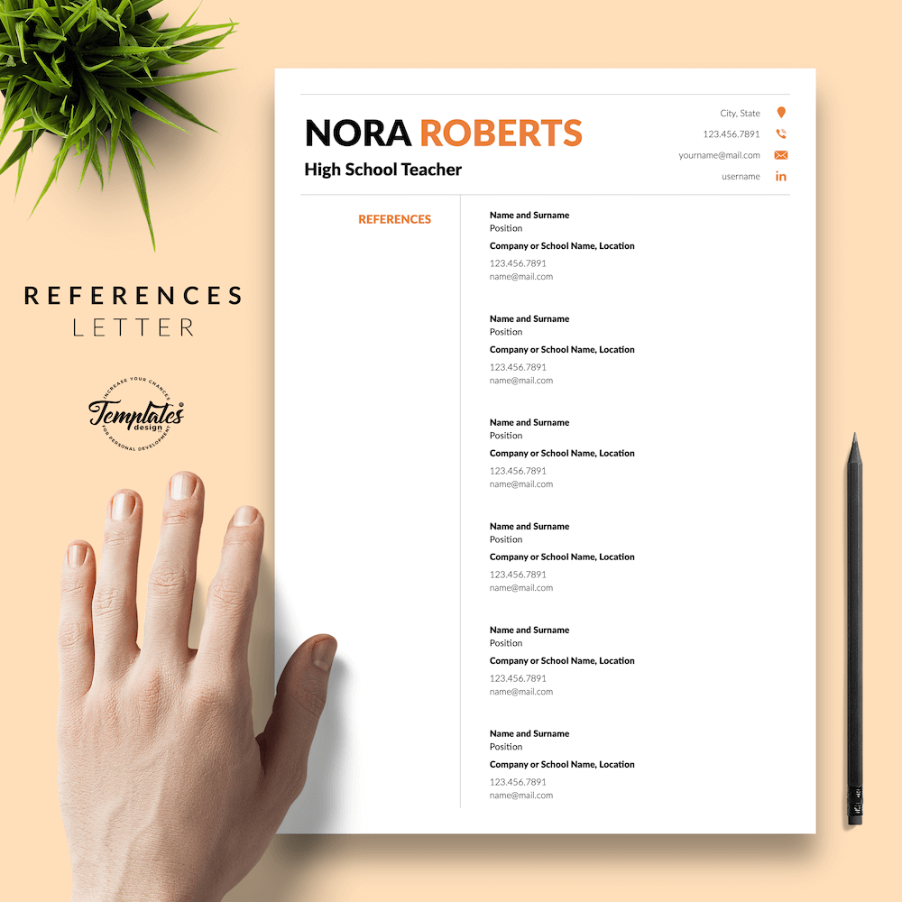 Modern Resume for Teaching - Nora Roberts 06 - References - New version